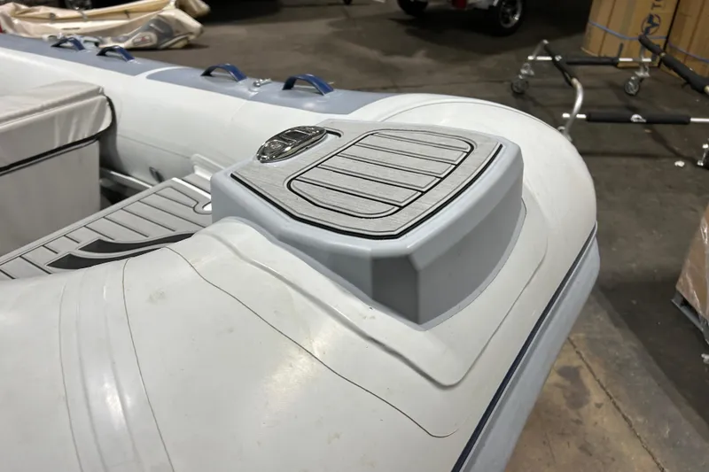 Slide: The Image of 2023 Highfield Classic 310 inflatable boat, detailed view of the bow and deck. - 10