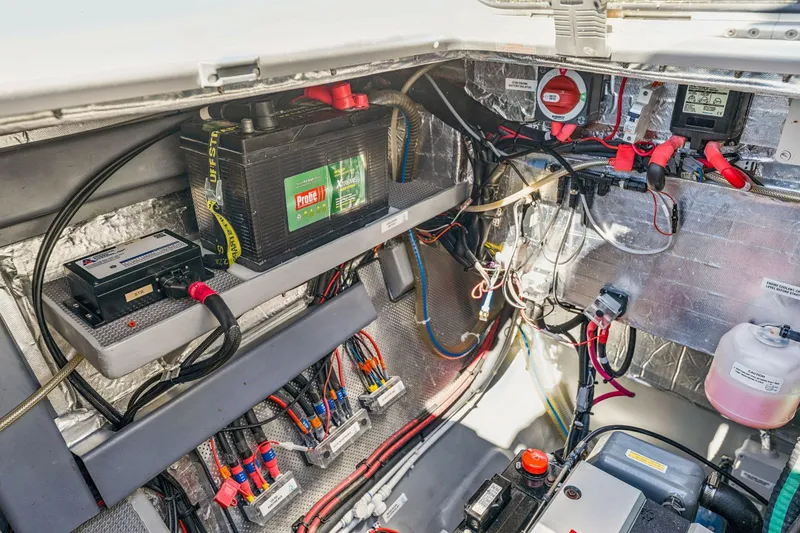 Slide: The Image of Electrical system of Balance 482 model, 2024, showcasing battery and wiring setup. - 108