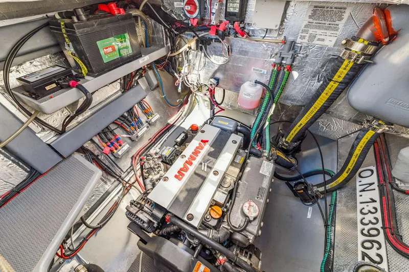 Slide: The Image of Engine room of 2024 Balance 482 yacht with Yanmar engine and electrical components. - 109