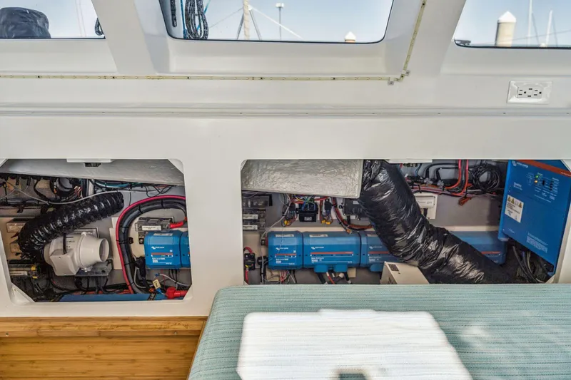 Slide: The Image of Engine room of 2024 Balance 482 yacht, showcasing electrical systems and components. - 110