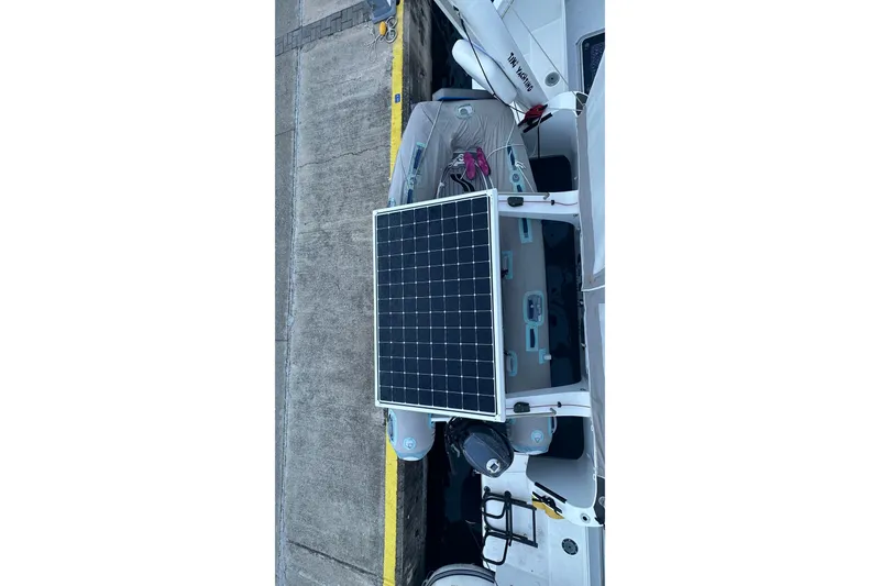 Slide: The Image of Sailboat mast and rigging against clear blue sky, Balance 482, 2024 model. - 32