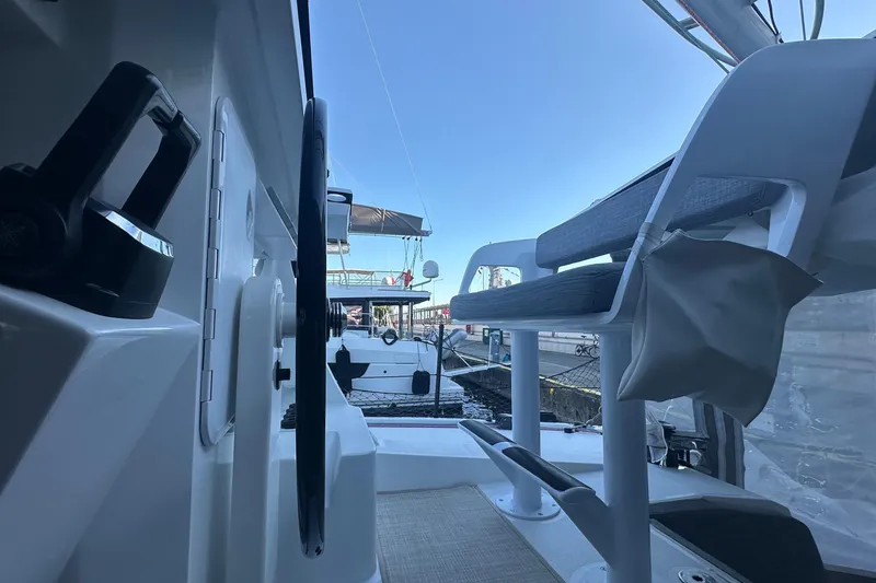 Slide: The Image of Luxurious interior of 2024 Balance 482 yacht with modern seating and entertainment area. - 49