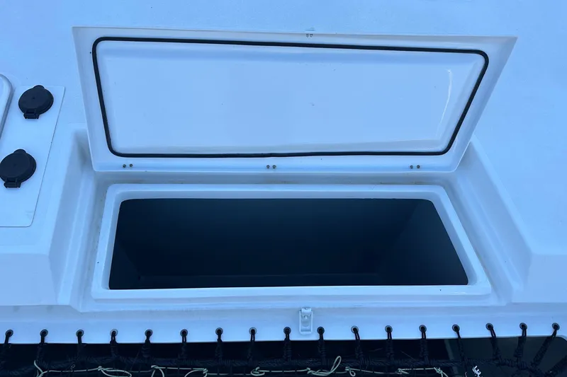 Slide: The Image of Laundry room in Balance 482 yacht, featuring artwork, hanging clothes, and storage shelves. - 81