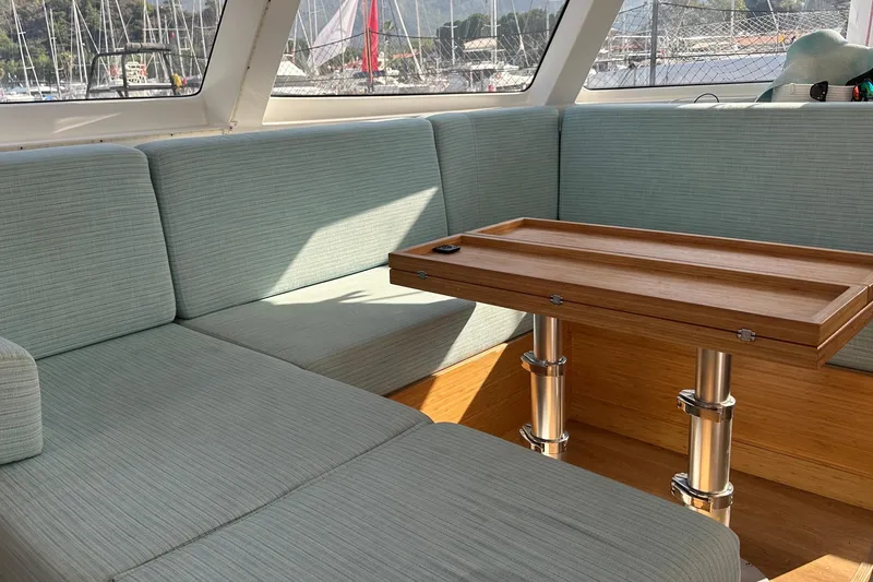 Slide: The Image of 2024 Balance 482 catamaran on water, showcasing sleek design and modern features. - 9