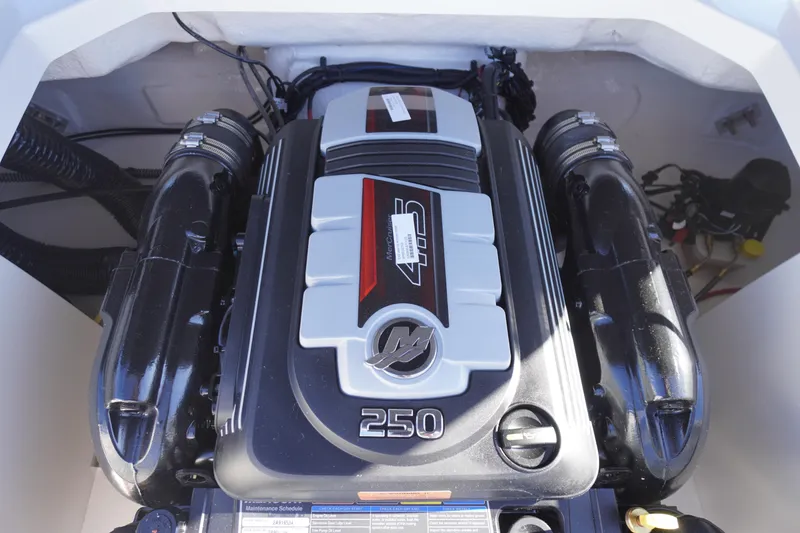 Slide: The Image of Engine of 2026 Chaparral 23 SSi boat, featuring a 250 horsepower motor. - 52