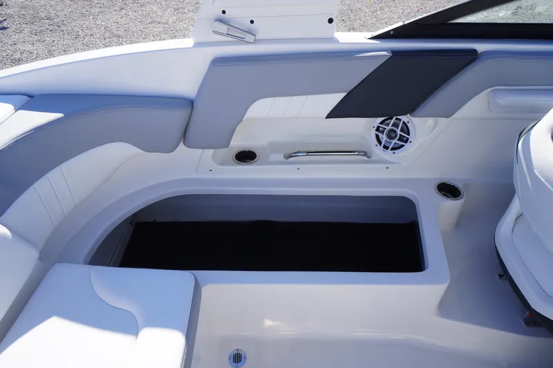 Slide: The Image of Interior of 2026 Chaparral 23 SSi boat with seating and speaker detail. - 42
