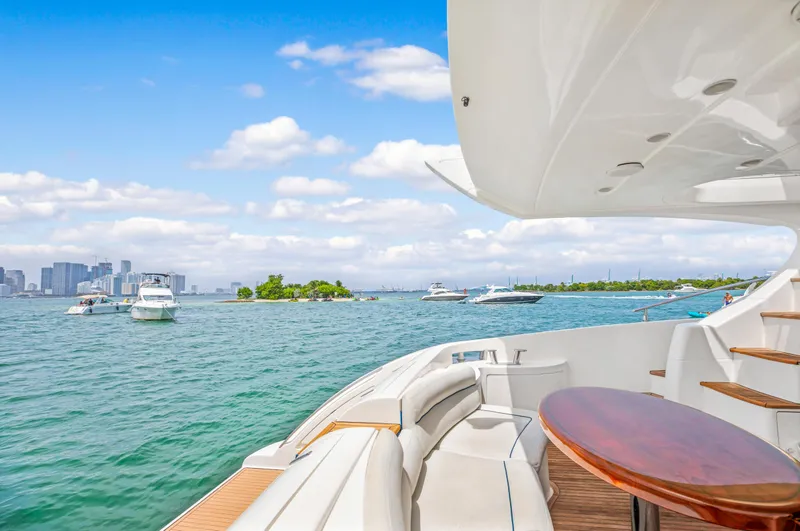 Slide: The Image of View from the deck of a 2004 Azimut 62 yacht on a sunny day. - 24