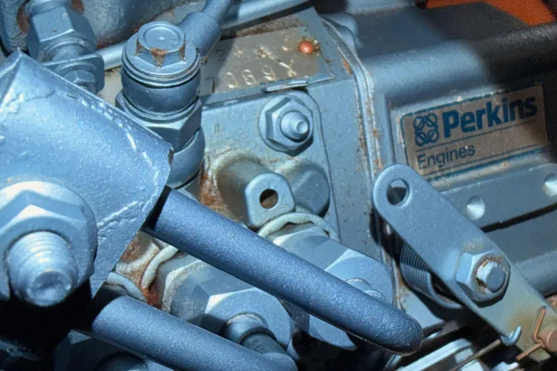 Slide: The Image of Close-up of a Perkins engine in a 1995 Beneteau Oceanis 351 sailboat. - 66