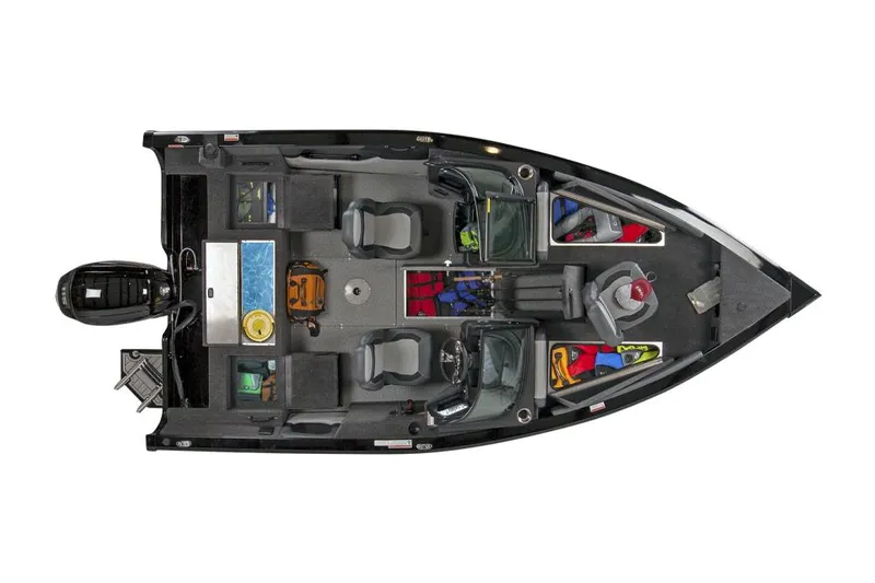 Slide: The Image of 2026 Lowe Fish & Ski 1700 boat on trailer, featuring Mercury Pro XS engine. - 4