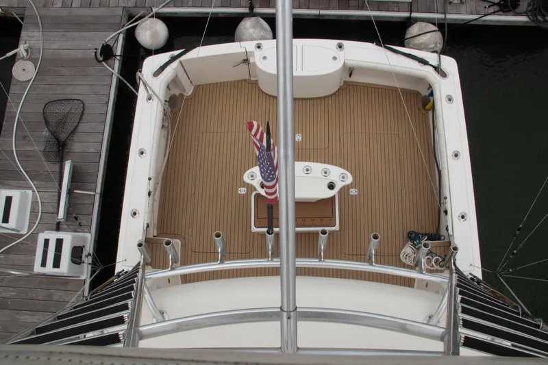 Slide: The Image of Overhead view of 2016 Henriques 42 Express Hardtop boat docked at marina. - 13
