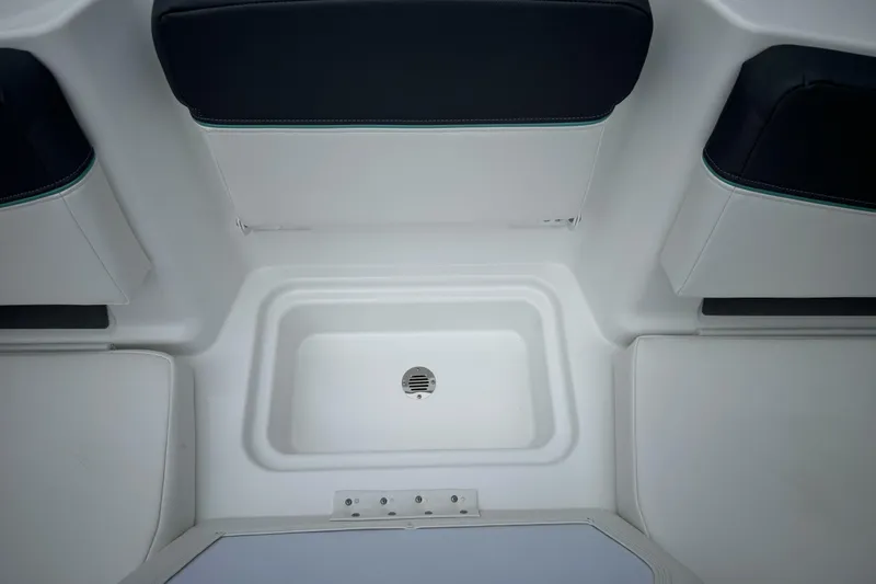 Slide: The Image of 2026 Tahoe T18 boat interior with seating and storage compartment. - 28