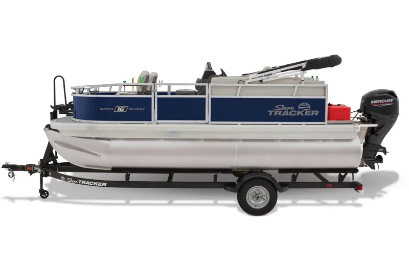 Slide: The Image of 2026 Sun Tracker Bass Buggy 16 XL Select pontoon boat interior seating. - 8
