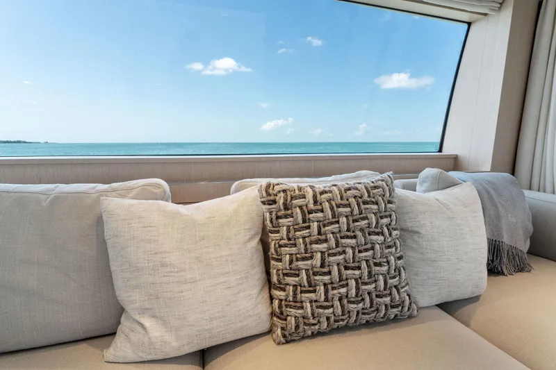 Slide: The Image of Luxurious interior of 2023 Ferretti Yachts 780 with ocean view and modern furnishings. - 35