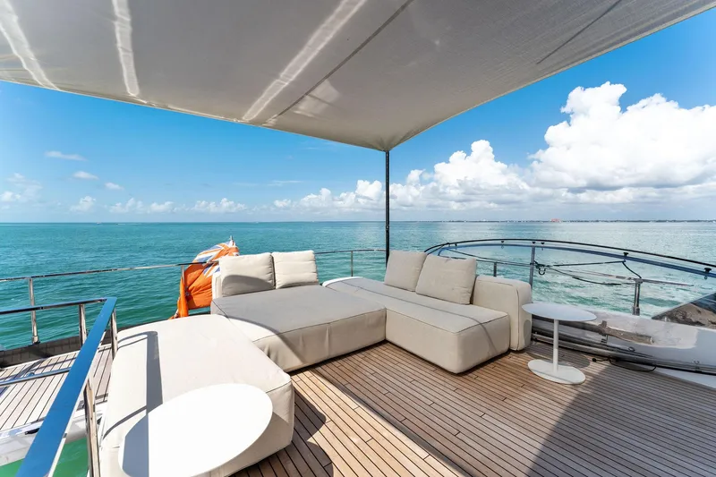 Slide: The Image of Luxury outdoor kitchen on 2023 Ferretti Yachts 780, overlooking the ocean. - 20