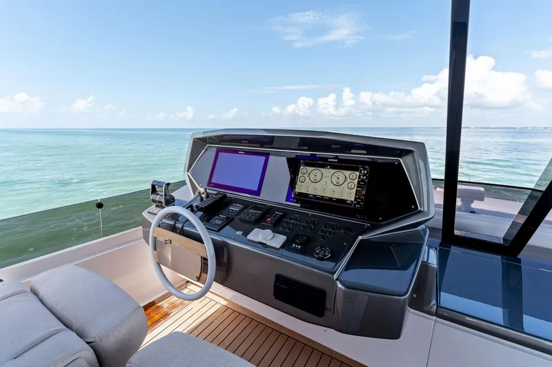 Slide: The Image of Luxurious helm of 2023 Ferretti Yachts 780 with ocean view. - 25