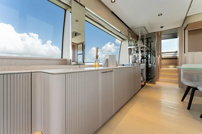 Slide: The Image of Luxurious interior of 2023 Ferretti Yachts 780 with modern amenities and ocean view. - 41