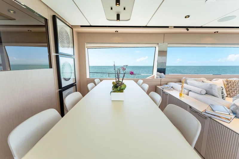 Slide: The Image of Luxurious interior of 2023 Ferretti Yachts 780 with ocean view. - 45