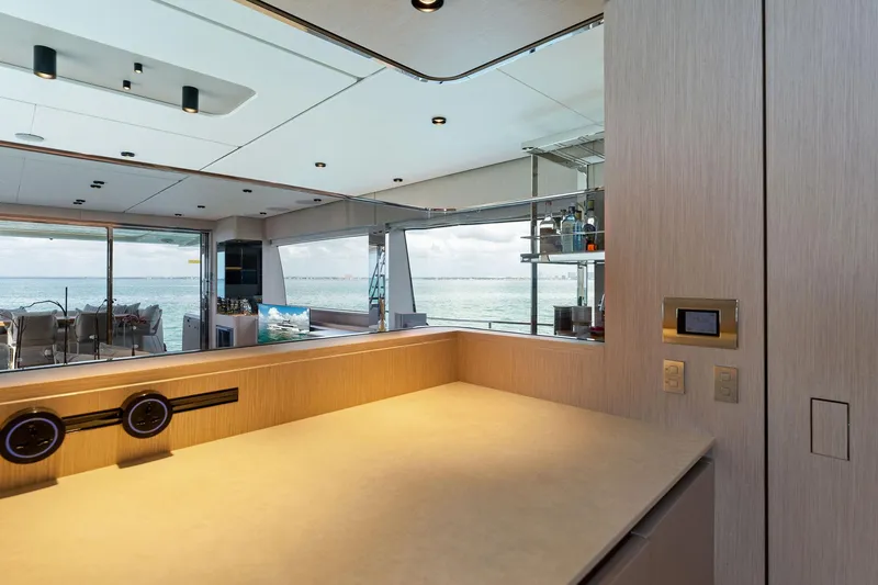 Slide: The Image of Modern kitchen in 2023 Ferretti Yachts 780, featuring sleek design and high-end appliances. - 48