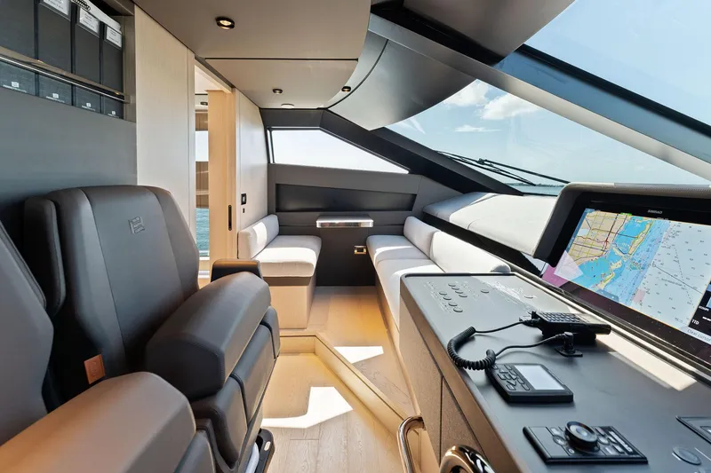 Slide: The Image of Luxury interior of 2023 Ferretti Yachts 780 with ocean view. - 50