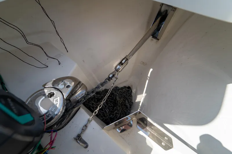 Slide: The Image of Anchor chain and winch in boat, Nimbus T11, 2022. - 33