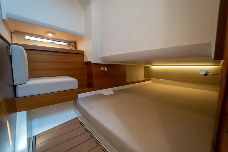 Slide: The Image of Interior of Nimbus T11 yacht, 2022 model, featuring modern design. - 42