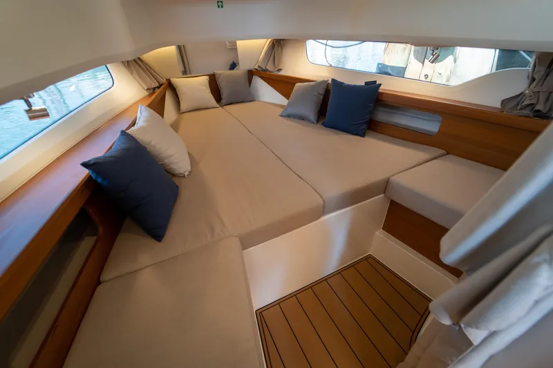 Slide: The Image of Interior of 2022 Nimbus T11 with cozy seating area. - 39