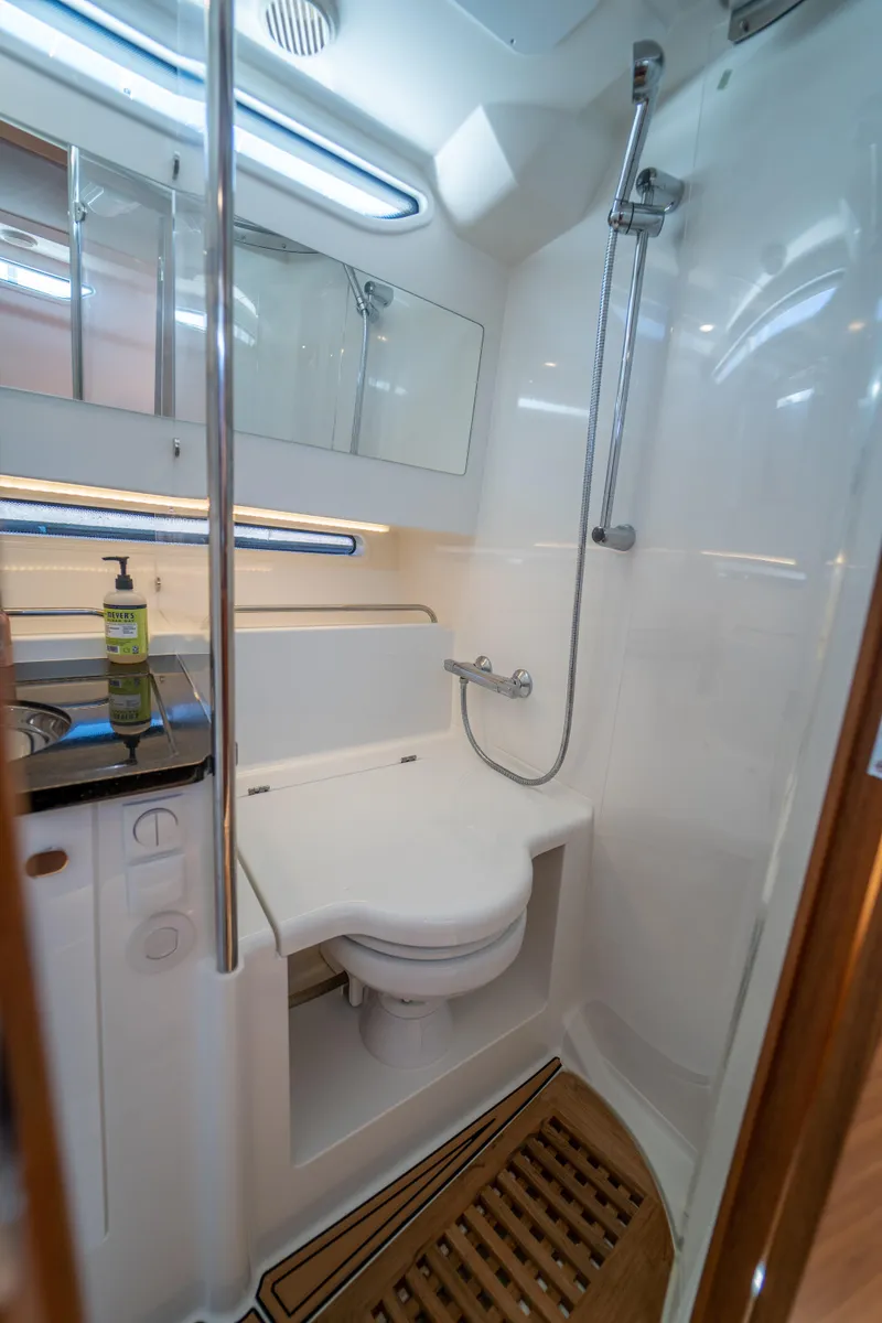 Slide: The Image of Modern bathroom in Nimbus T11 yacht, 2022 model. - 41