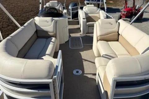 Slide: The Image of 2016 Bennington 2375 GCW pontoon boat with spacious seating and elegant interior design. - 6