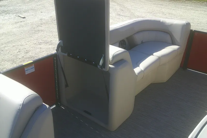 Slide: The Image of Interior of 2025 Godfrey Sweetwater 2086 Cruise Special Edition pontoon boat with beige seating. - 14