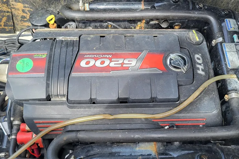 Slide: The Image of Close-up of a MerCruiser 6.2L engine in a 2021 Heyday WTSurf boat. - 16