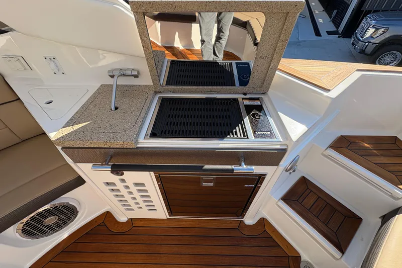 Slide: The Image of Luxurious bathroom interior of 2016 Sea Ray 350 SLX boat with modern fixtures. - 22