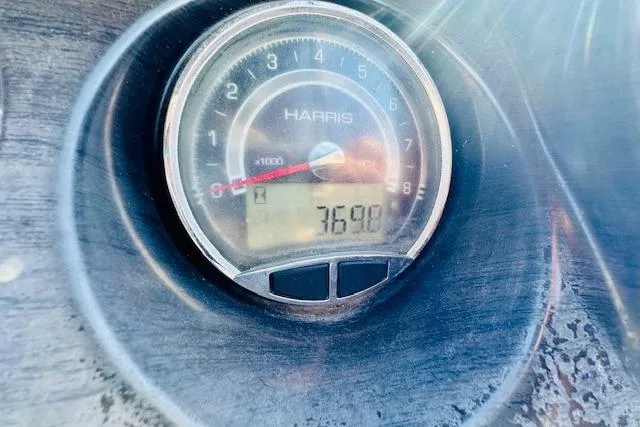 Slide: The Image of Close-up of a Harris 250 Cruiser 2021 speedometer displaying 769.9 hours. - 17