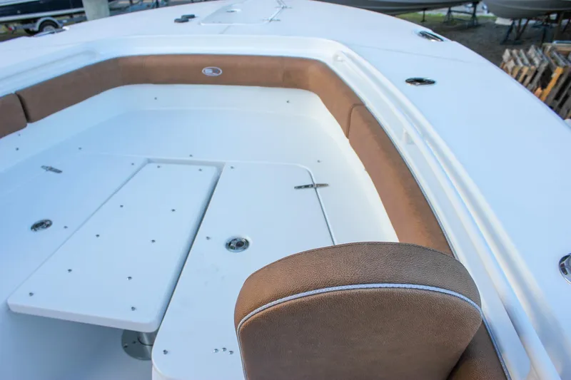 Slide: The Image of 2026 Sea Hunt Gamefish 28 Forward Seating, spacious deck with cushioned seating. - 50