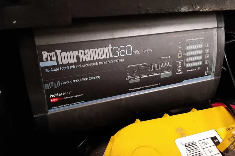 Slide: The Image of ProTournament 360 Elite marine battery charger in a 2005 Ranger 185 VX boat. - 39