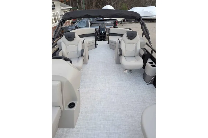 Slide: The Image of Luxurious interior of 2026 Dockside 22DQ boat with plush seating and modern design. - 9