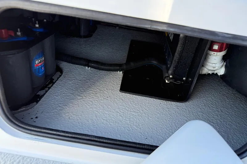 Slide: The Image of 2018 SCB Recon boat compartment with Optima battery and wiring. - 30