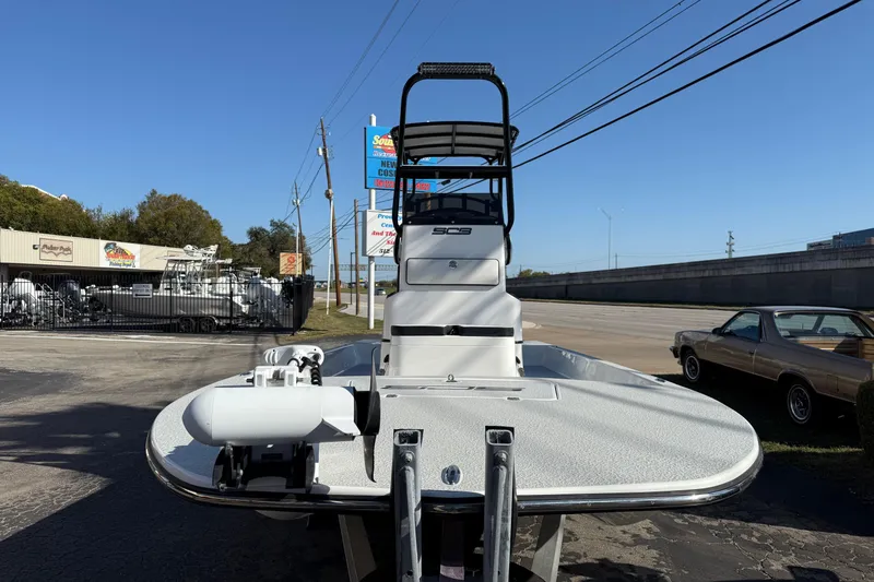 Slide: The Image of 2018 SCB Recon boat displayed outdoors, showcasing its sleek design and modern features. - 6