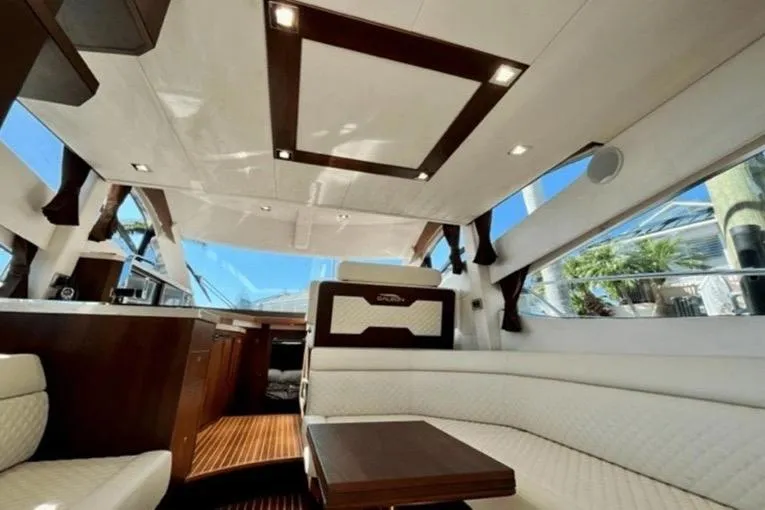 Slide: The Image of Luxurious interior of 2017 Galeon 380 Fly yacht with elegant seating and modern design. - 9