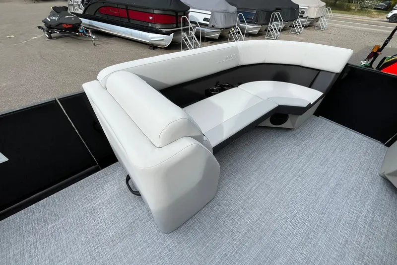 Slide: The Image of 2026 Harris Cruiser 230 boat interior with sleek seating and modern design. - 47