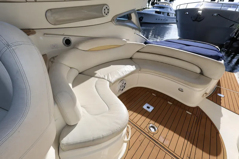 Slide: The Image of Luxurious seating area on 2007 Cranchi Mediterranee 50 HT yacht with wooden deck. - 15