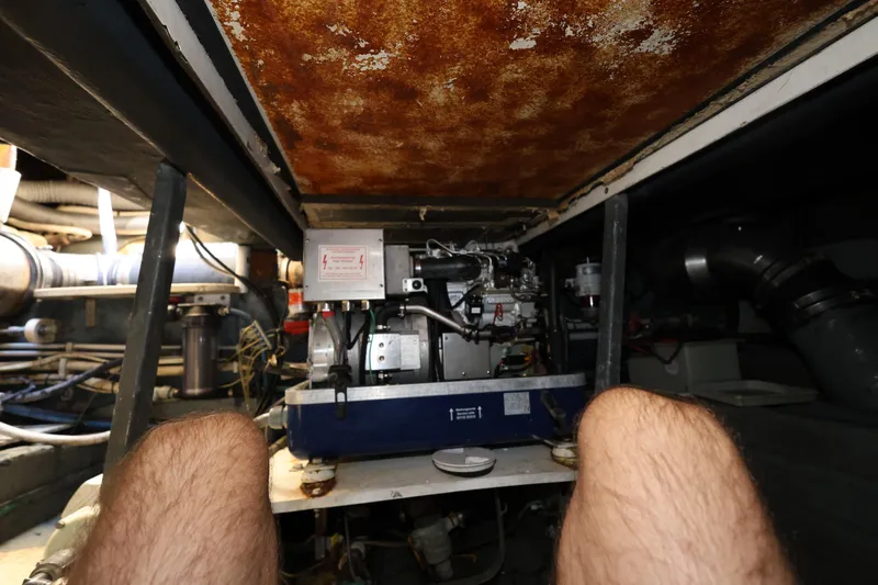 Slide: The Image of Engine room of 2007 Cranchi Mediterranee 50 HT yacht, showing machinery and wiring. - 33