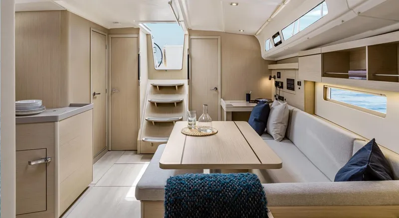 Slide: The Image of Luxurious interior of 2026 Beneteau Oceanis 40.1 yacht with modern furnishings and natural light. - 3