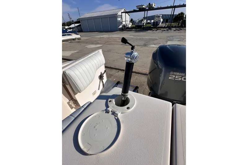 Slide: The Image of 2007 Grady-White Marlin 300 boat with Yamaha 250 engine, docked at marina. - 24