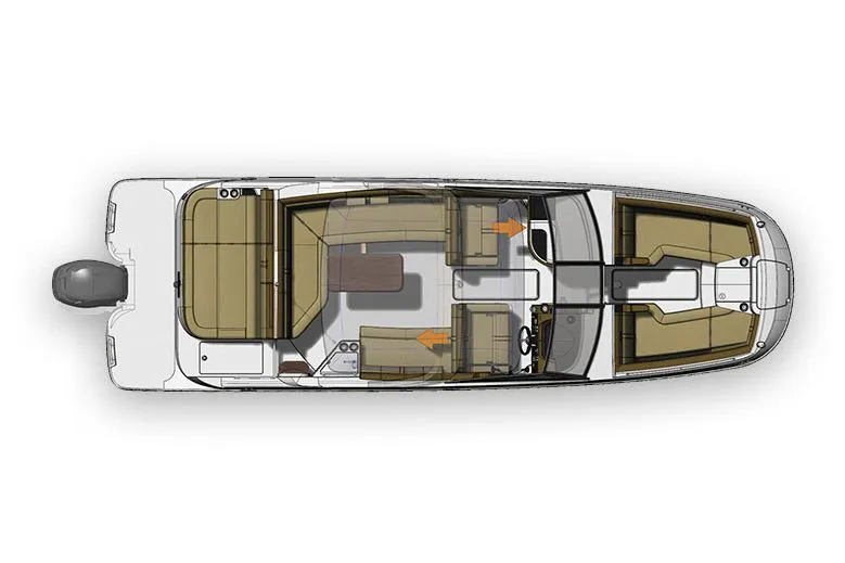 Slide: The Image of 2017 Sea Ray SDX 270 Outboard interior with luxurious seating and ambient lighting. - 17