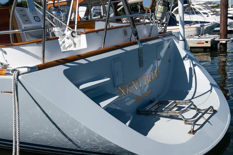 Slide: The Image of 2007 Morris Ocean Series 45 sailboat docked, featuring "Next Boat" nameplate, New York. - 15