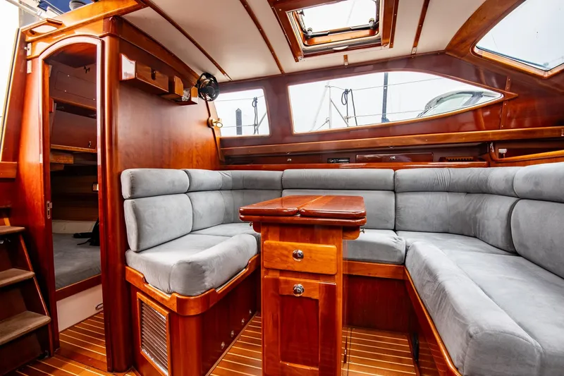 Slide: The Image of Luxurious interior of 2007 Morris Ocean Series 45 yacht with plush seating and wooden finishes. - 28