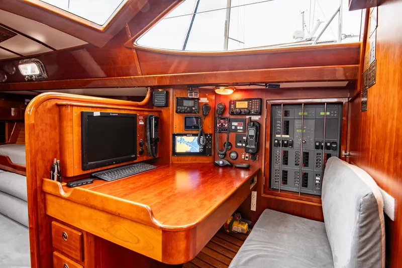 Slide: The Image of 2007 Morris Ocean Series 45 yacht interior with navigation equipment and control panel. - 37