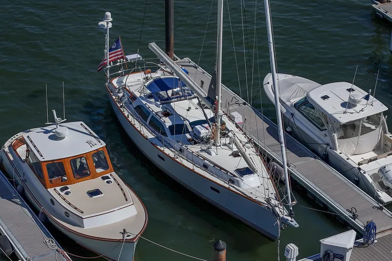 Slide: The Image of 2007 Morris Ocean Series 45 sailboat docked among other boats in a marina. - 4