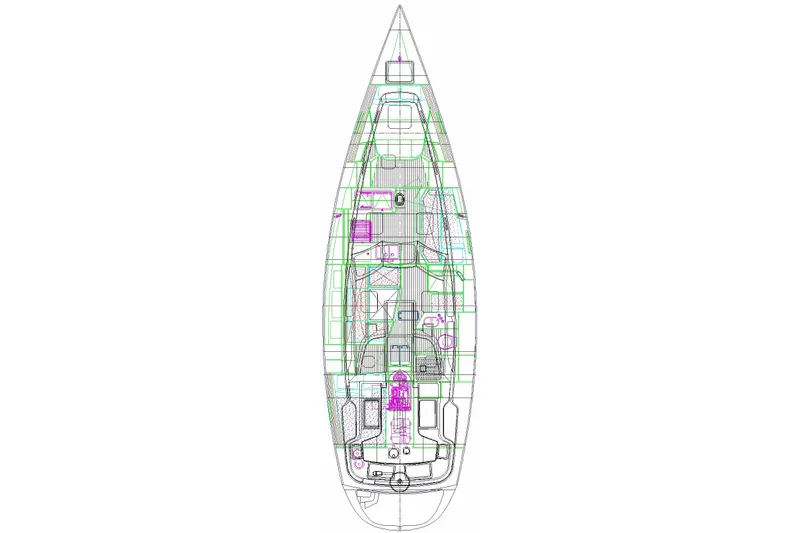 Slide: The Image of Floor plan of a 2007 Morris Ocean Series 45 yacht, showcasing interior layout and design. - 56