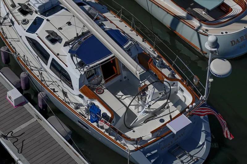 Slide: The Image of Aerial view of 2007 Morris Ocean Series 45 yacht docked at marina. - 6